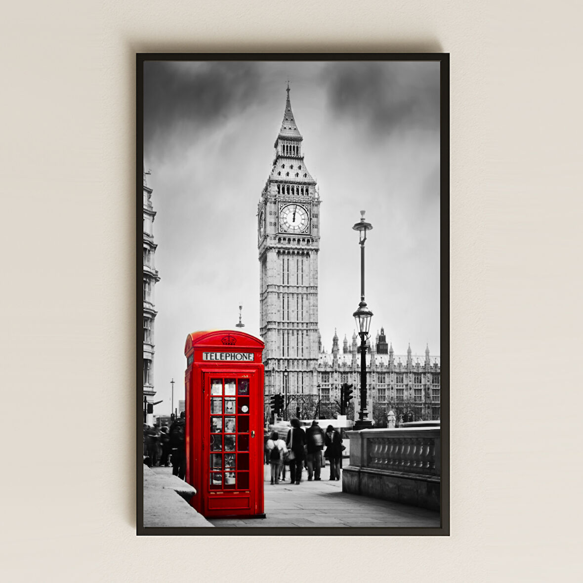 Big Ben ve Kırmızı Telefon Kulübesi Temalı Şeffaf Pleksi Tablo