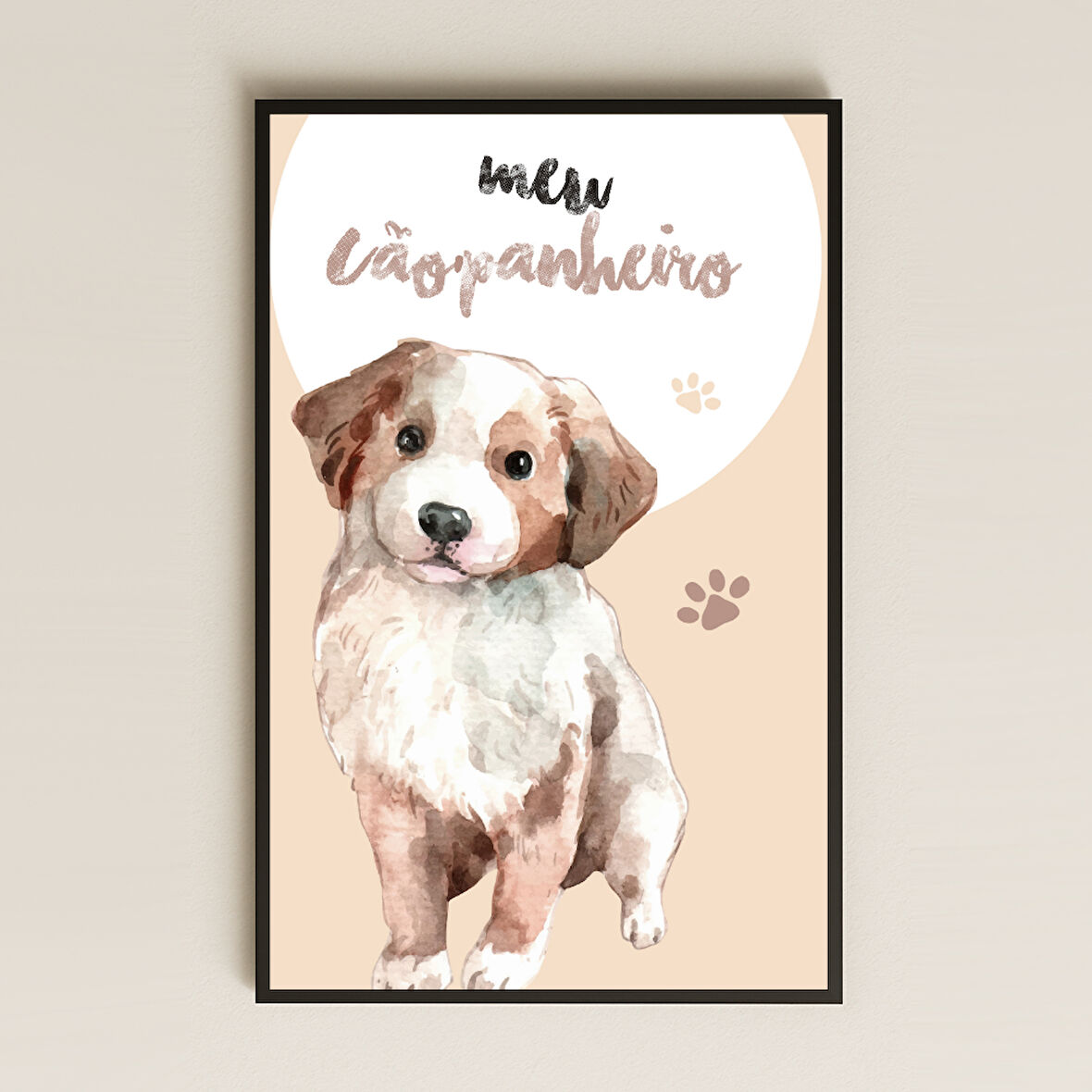 Meu Cãopanheiro Yazılı Sevimli Köpek İllüstrasyon Pleksi Tablo