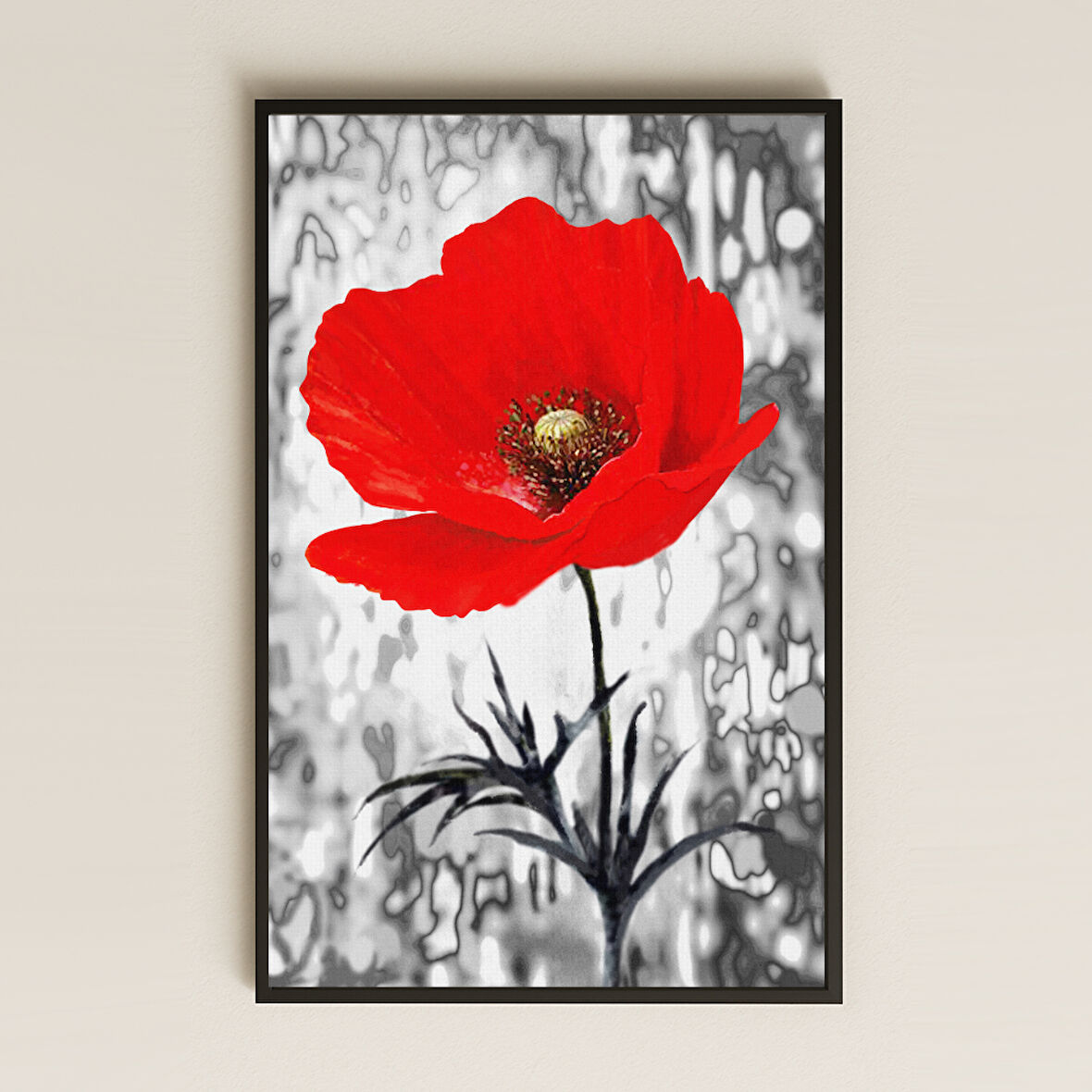 Kırmızı Gelincik Çiçeği Temalı Şeffaf Pleksi Tablo