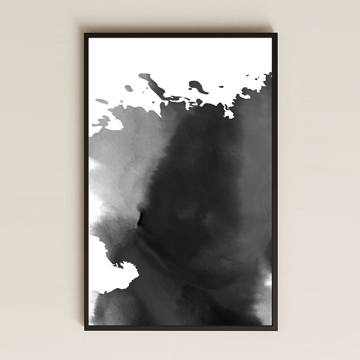 Siyah Gri Soyut Fırça Darbeli Modern Pleksi Tablo