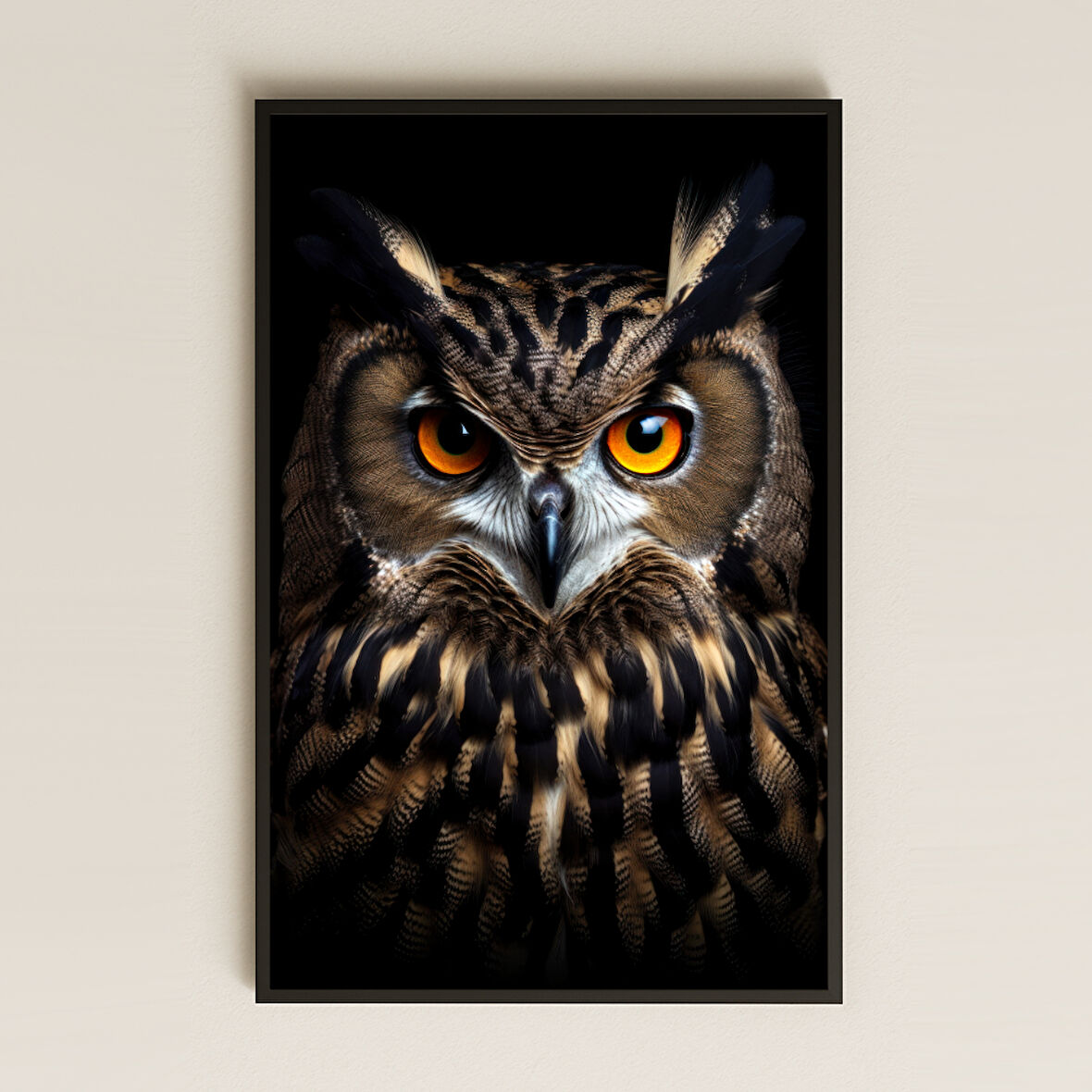Karanlık Fon Üzerinde Portre Baykuş Dijital Sanat Pleksi Tablo