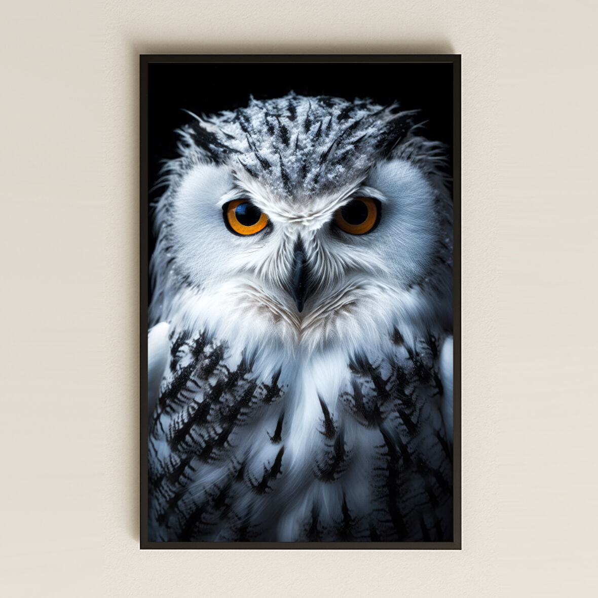 Beyaz Tüylü Baykuş Portresi Dijital Sanat Pleksi Tablo