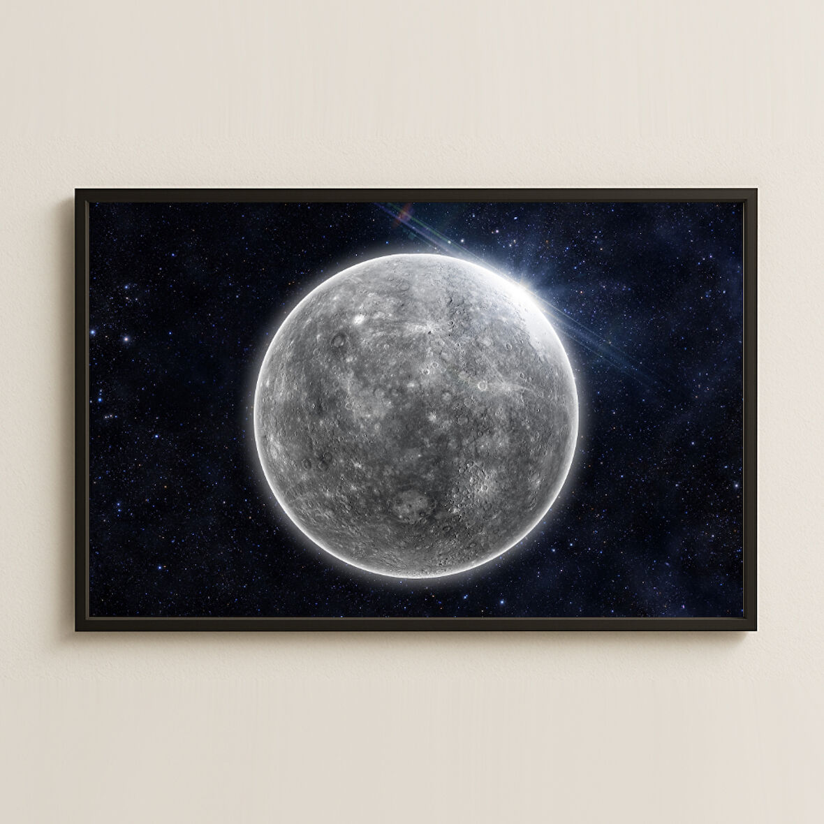 Uzayda Parlayan Ay Yüzeyi Dijital Fotoğraf Pleksi Tablo