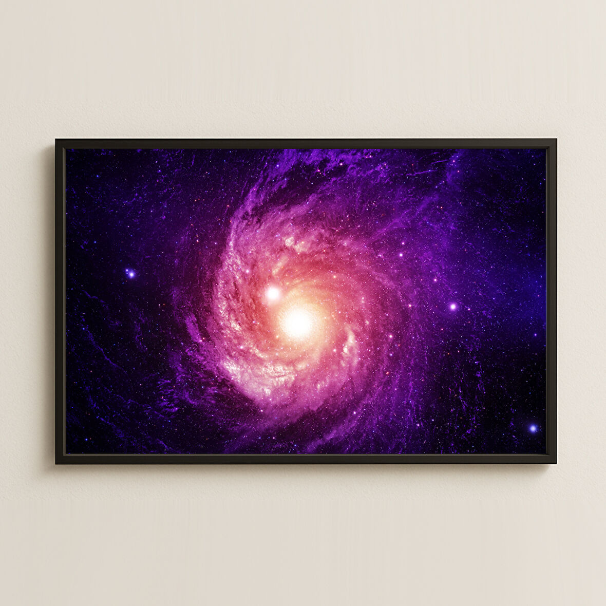 Mor Spiral Galaksi ve Yıldız Merkezi Dijital Uzay Sanat Pleksi Tablo