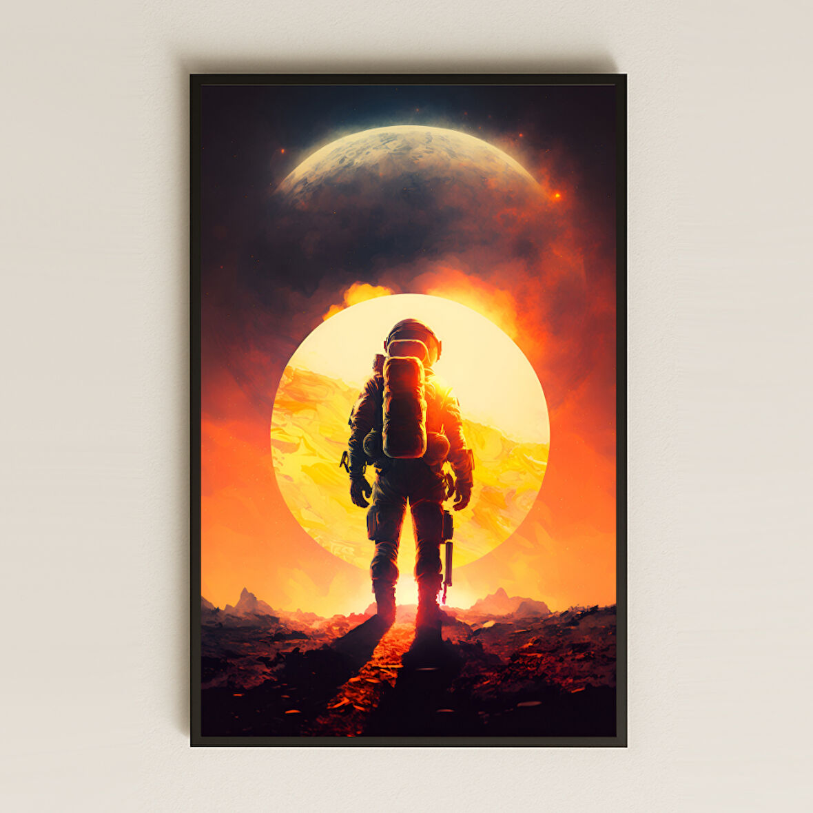 Güneş Patlaması Temalı Astronot Pleksi Tablo - Epik Uzay Manzaralı Dekor