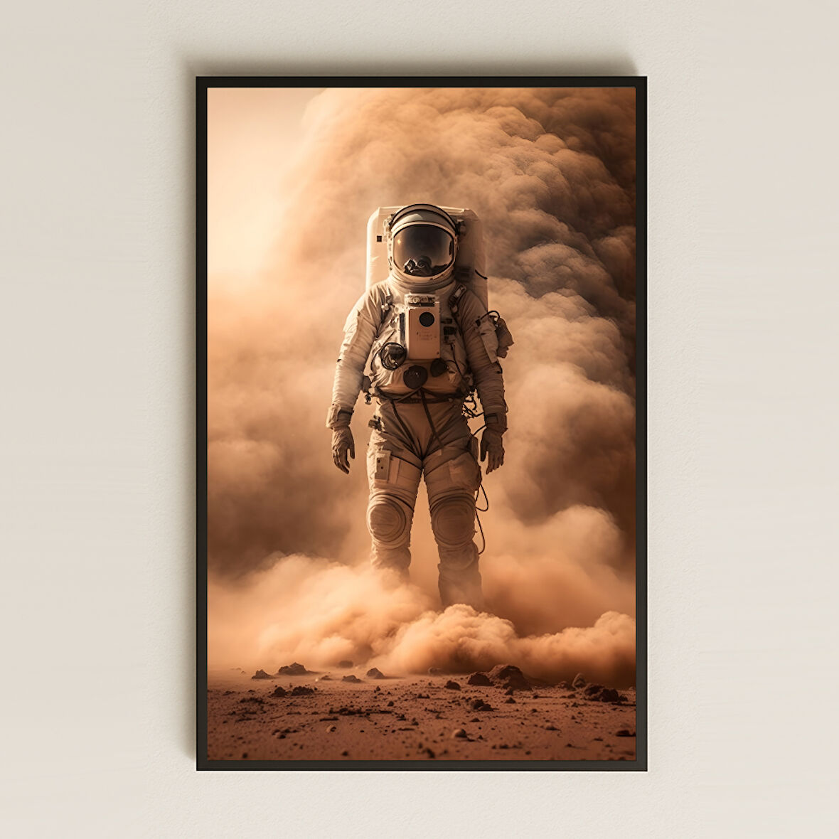 Mars Kum Fırtınasında Yürüyen Astronot Pleksi Tablo - Sinematik Uzay Dekoru