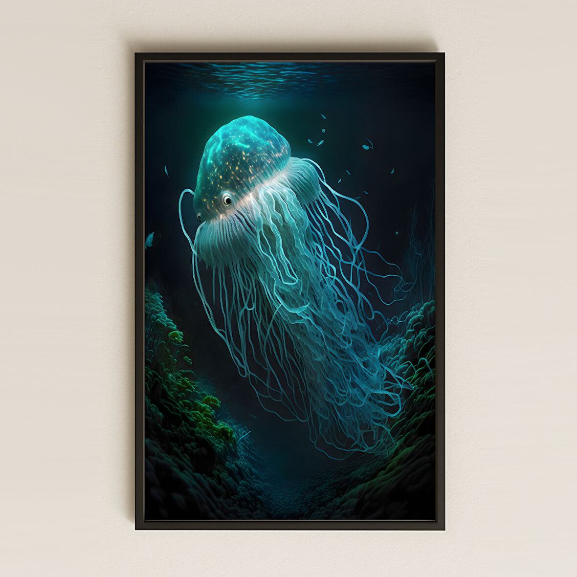 Mavi Denizanası Temalı Pleksi Tablo