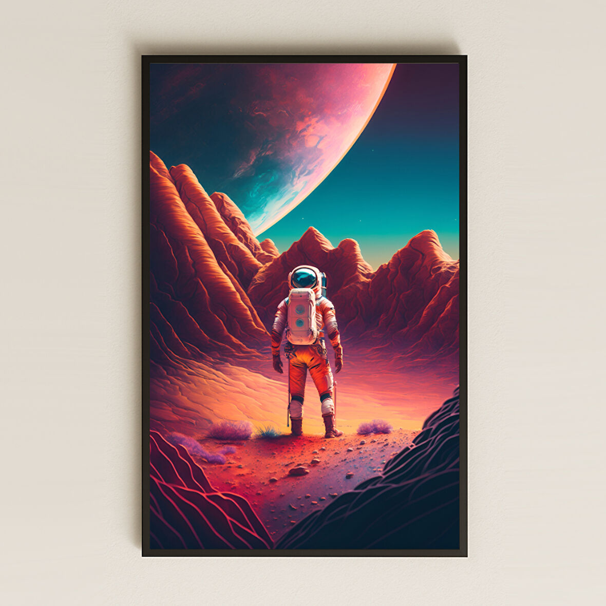 Kızıl Gezegende Yalnız Astronot Temalı Pleksi Tablo - Bilimkurgu Manzara Dekoru