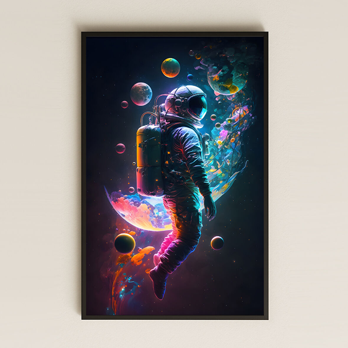 Neon Galaksi Temalı Astronot Pleksi Tablo - Kozmik Rüya Dekoru