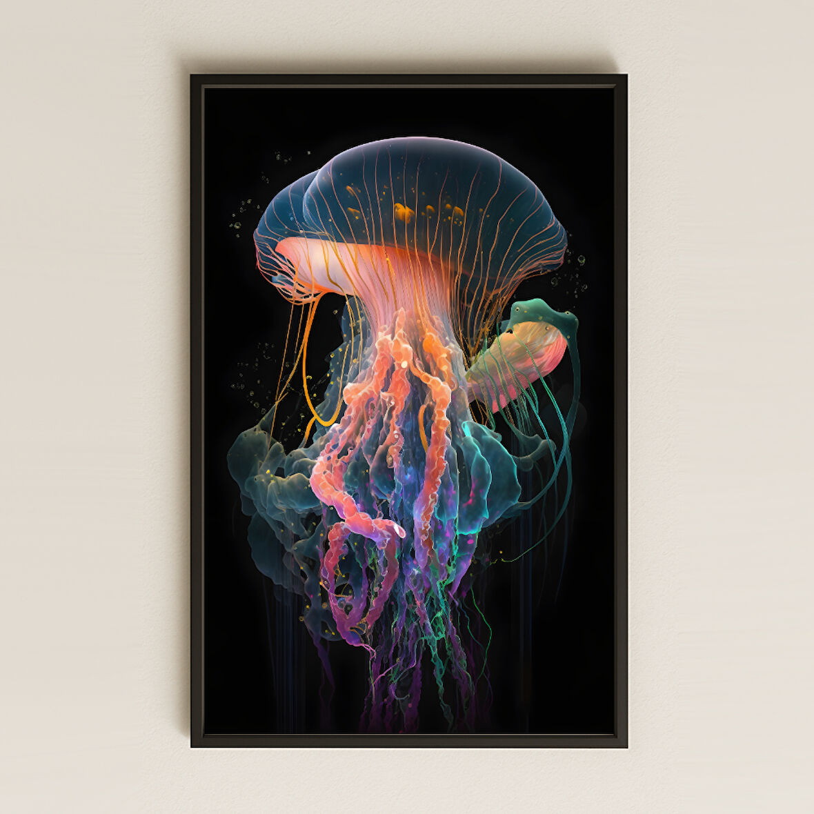 Neon Renkli Denizanası Temalı Modern Pleksi Tablo