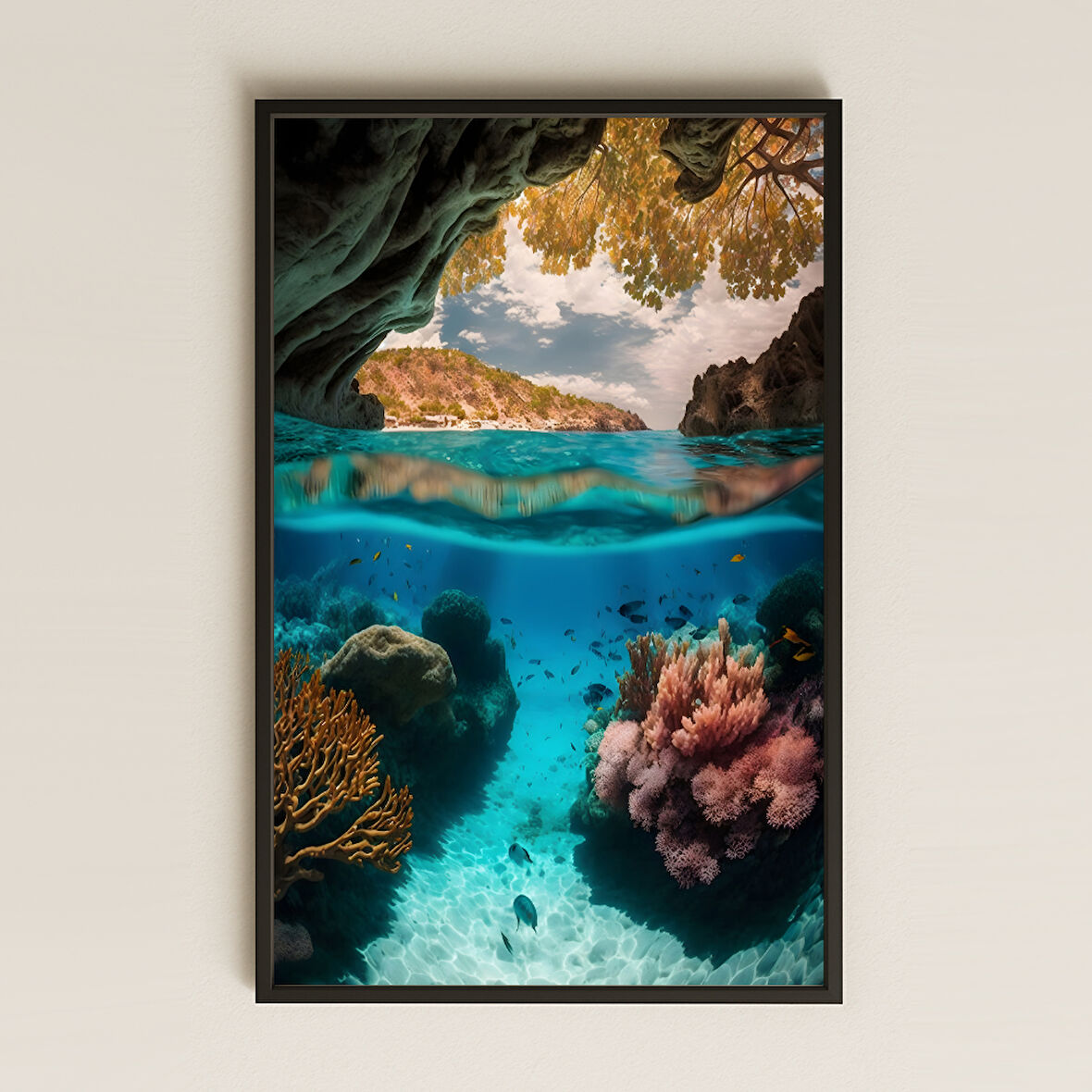 Yüzey ve Su Altı Manzaralı Tropik Pleksi Tablo
