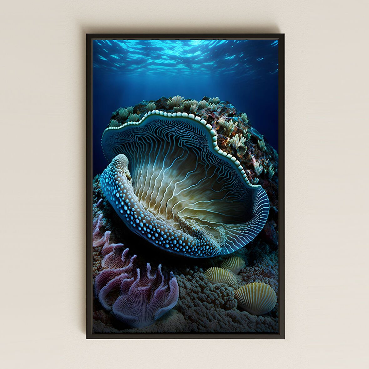 Desenli Dev Mercan ve Su Altı Dünyası Temalı Pleksi Tablo