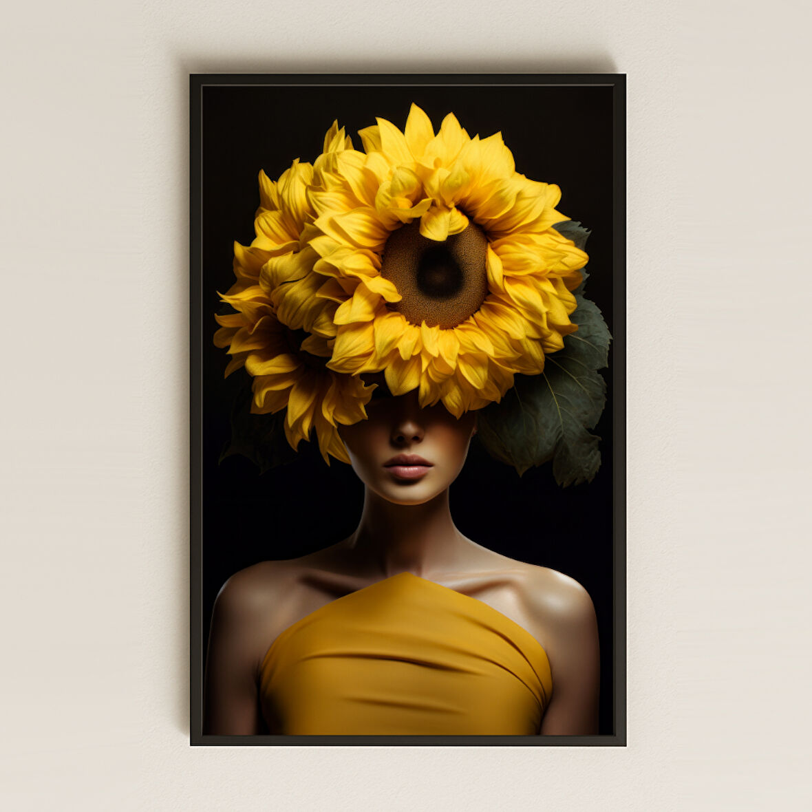 Ayçiçekli Kadın Portresi Temalı Modern Sanatsal Pleksi Tablo