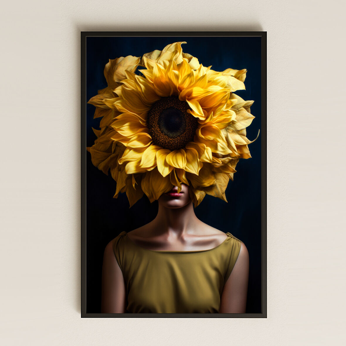 Ayçiçeği Gölgesinde Kadın Portresi Temalı Sanatsal Pleksi Tablo