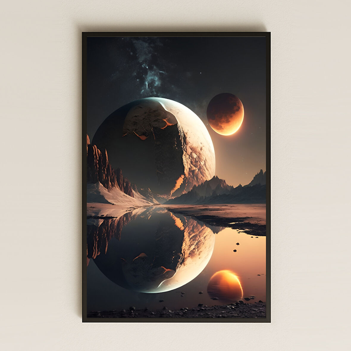 Gezegen ve Yansıma Manzaralı Pleksi Tablo - Kozmik Huzur Dekoru