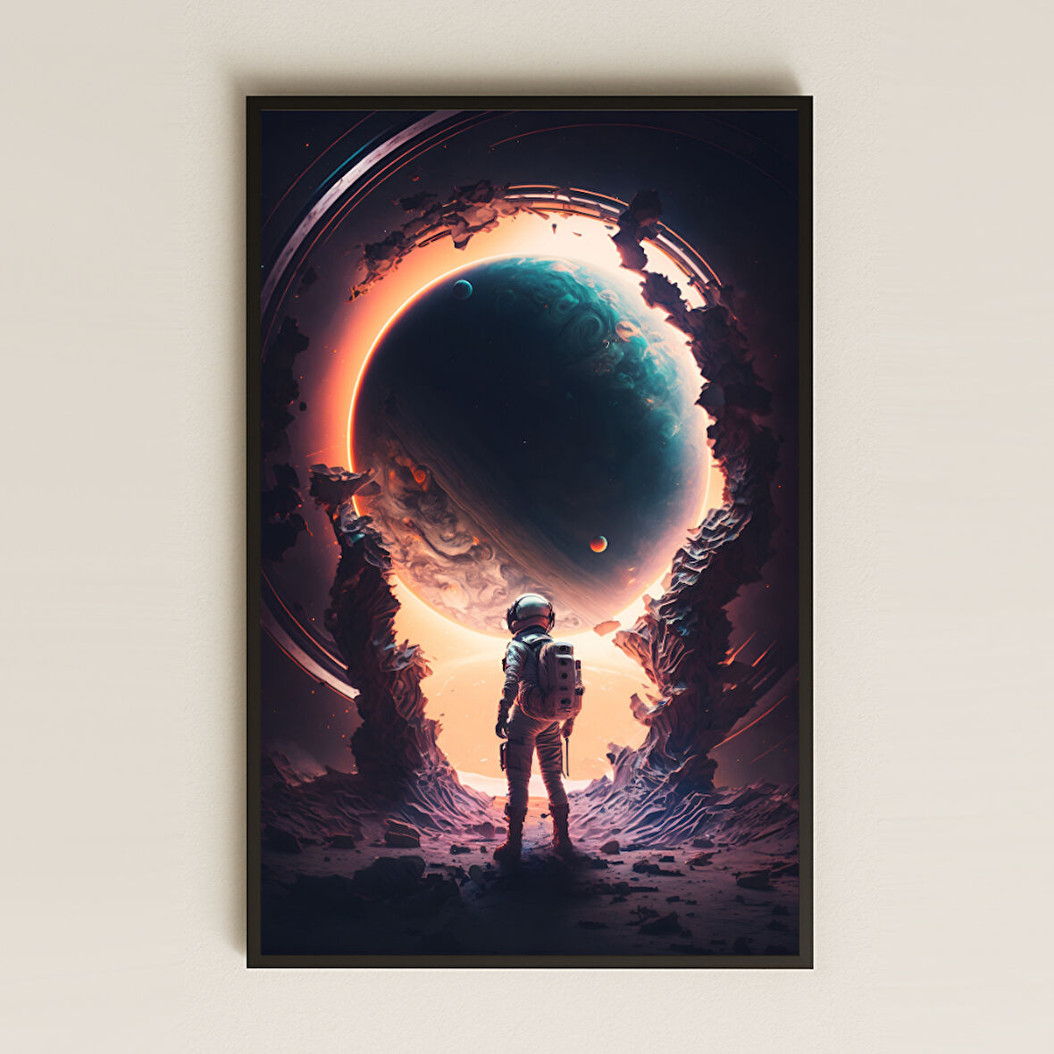 Gezegen Geçidi Temalı Astronot Pleksi Tablo - Kozmik Sınır Dekoru