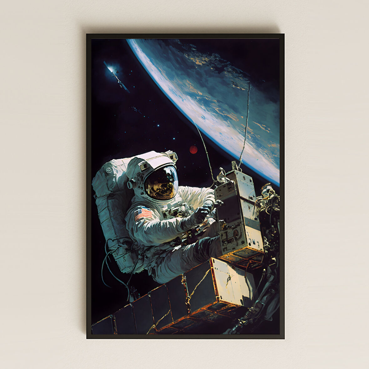 Gerçek Astronot ve Dünya Manzaralı Pleksi Tablo - Bilim ve Uzay Tutkunlarına Özel