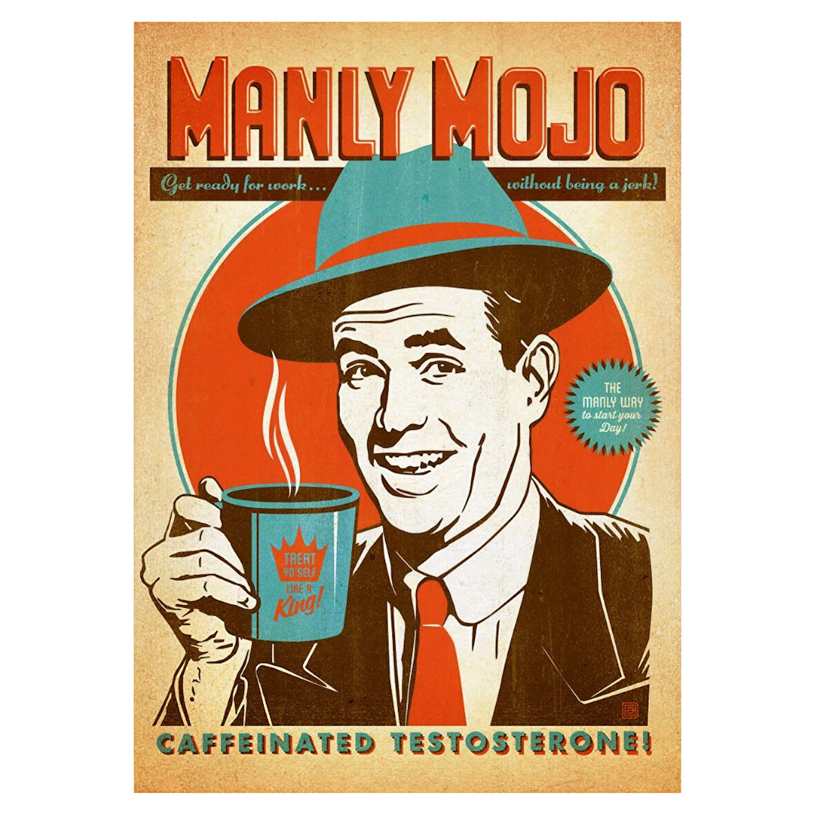 Retro Manly Mojo Poster | Kahve Temalı Vintage Ahşap Duvar Tablosu