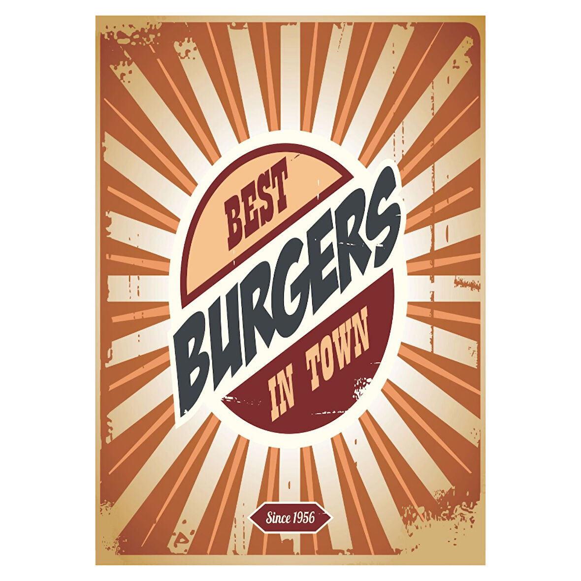 Best Burgers Retro Poster | Ahşap Duvar Tablosu 1956 Temalı