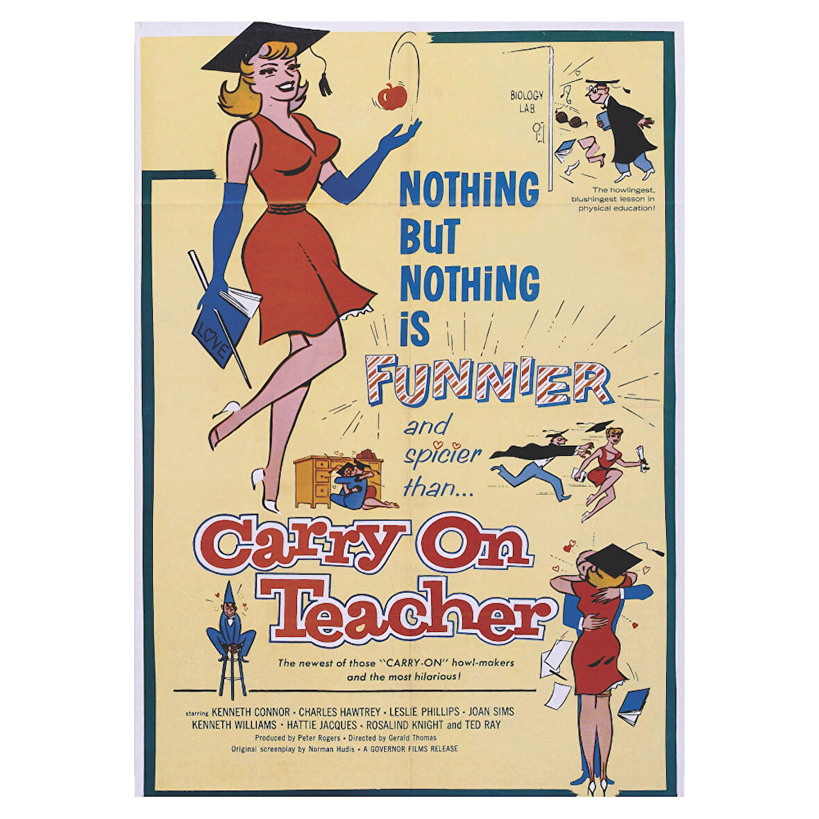 Carry On Teacher Retro Poster | Ahşap Vintage Duvar Tablosu