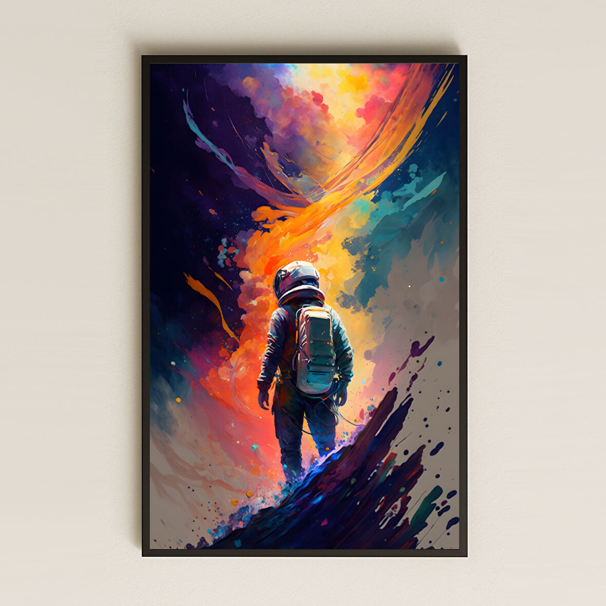 Renk Dumanına Bakan Astronot Temalı Pleksi Tablo - Kozmik Duygu Anı