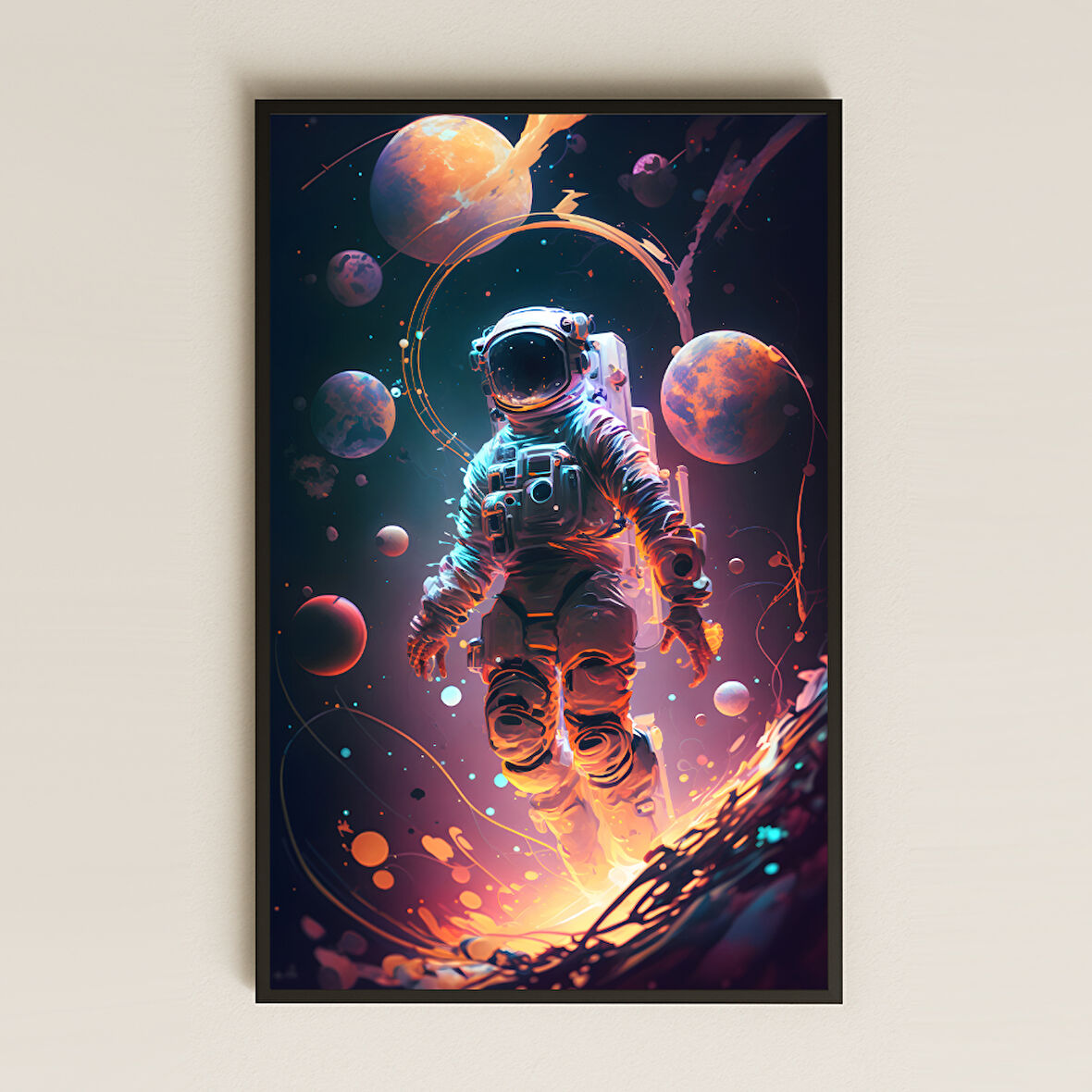 Astronot ve Gezegenler Temalı Pleksi Tablo – Kozmik Yalnızlık