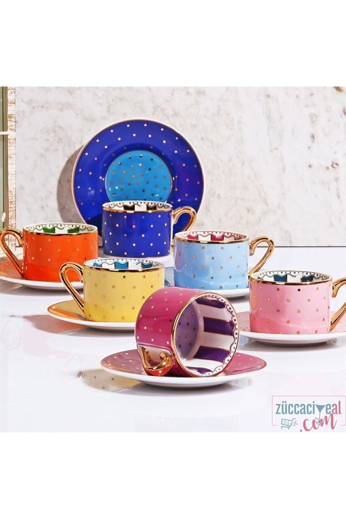 Kahve Fincan Takımı Elite (Renkli-noktalı)