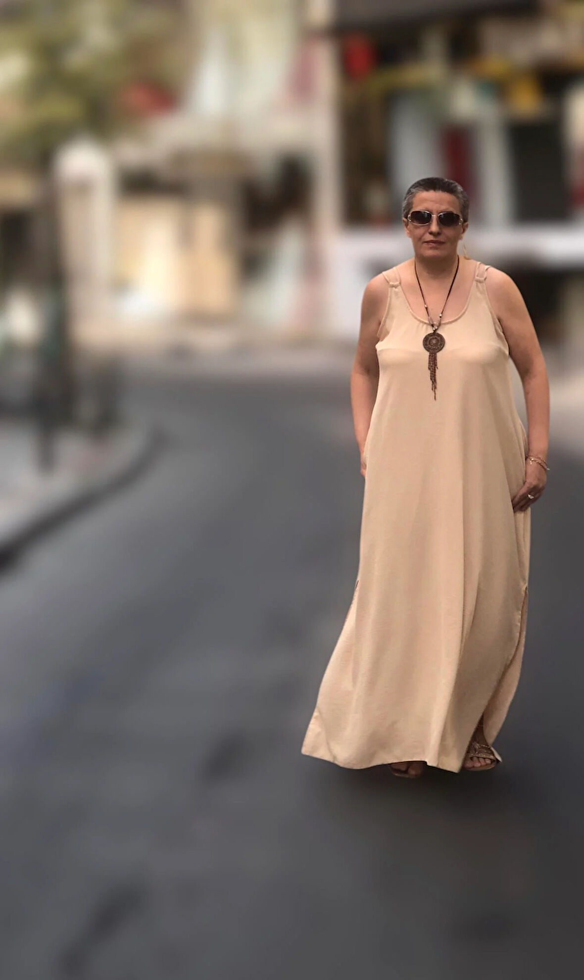 CEP DETAYLI ASKILI SALAŞ ELBİSE