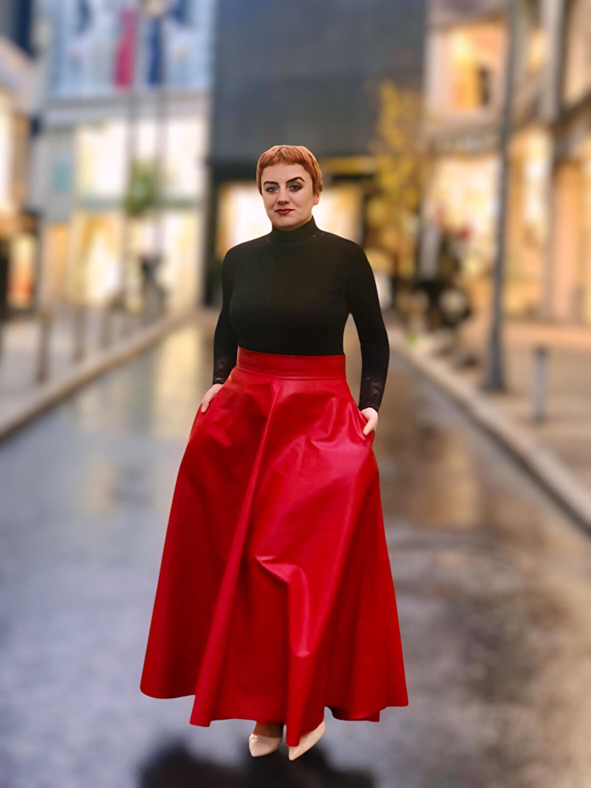 Deri cepli  kloş uzun etek 