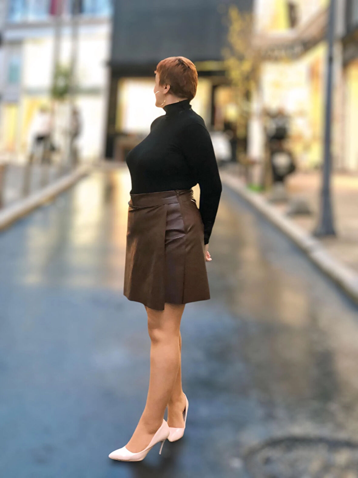 DERİ MİNİ ŞORTLU ETEK