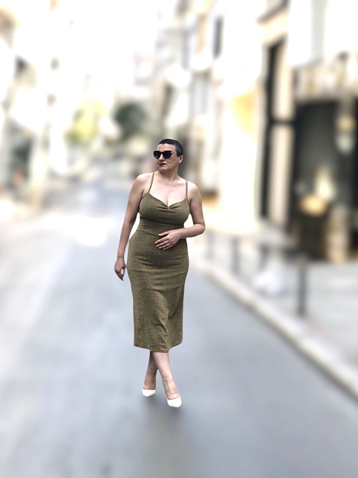 DEGAJE YAKA DRAPELİ MİDİ BOY ABİYE