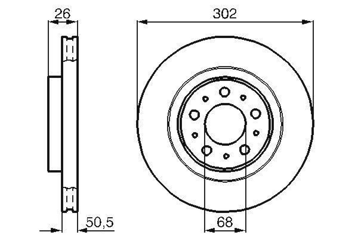 ÖN FREN AYNASI HAVALI VOLVO V70 97-00 C70 97-05 S70 96-00 XC70 97-02 302x26x5DLxHAVALI