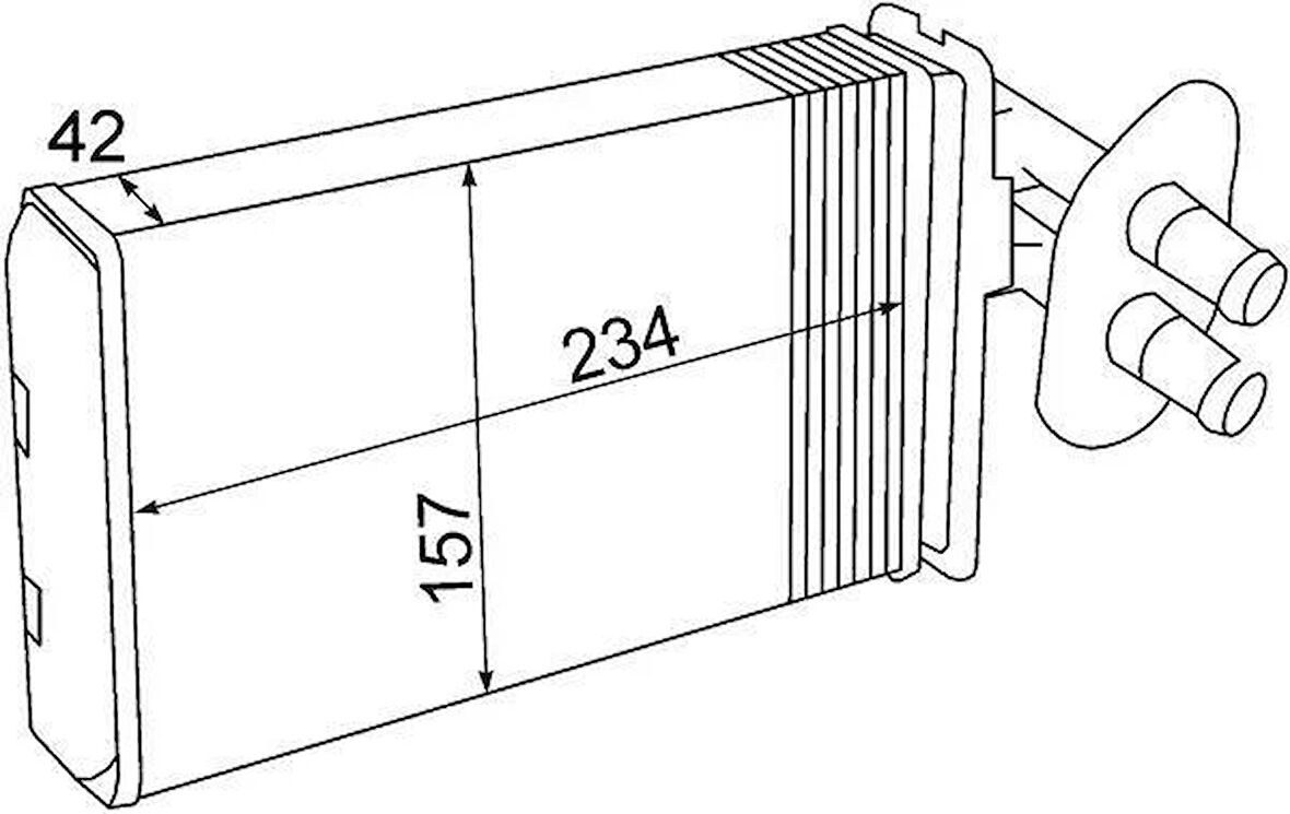 KALORİFER RADYATÖRÜ VW TRANSPORTER T4 1.9D-TD-2.0D-2.4D-2.5D-TD ÖN 234x157x42 A C