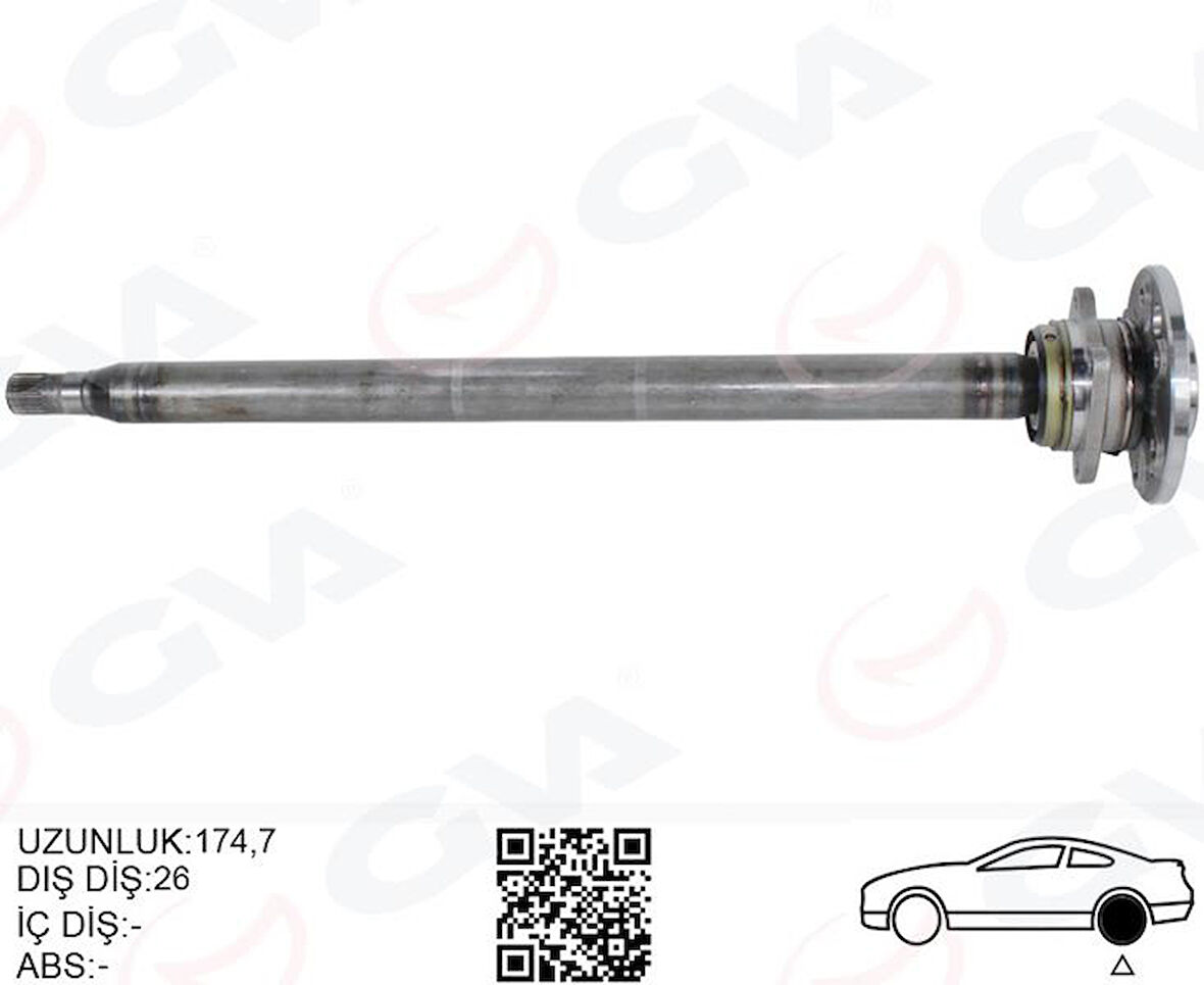 AKS MILI ARKA SAG INCE UZUN 893mm MERCEDES SPRINTER B906 . VW CRAFTER 30-35-50 Z:26-29 PORYALI
