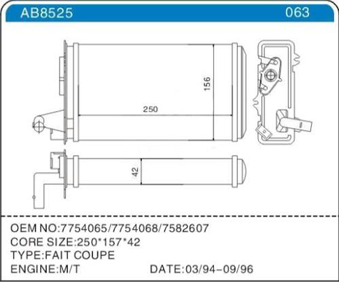 KALORİFER RADYATÖRÜ FIAT TEMPRA 95 01 TİPO 95 01 ALFA ROMEO 145 95 01 146 94 01 155 92 97