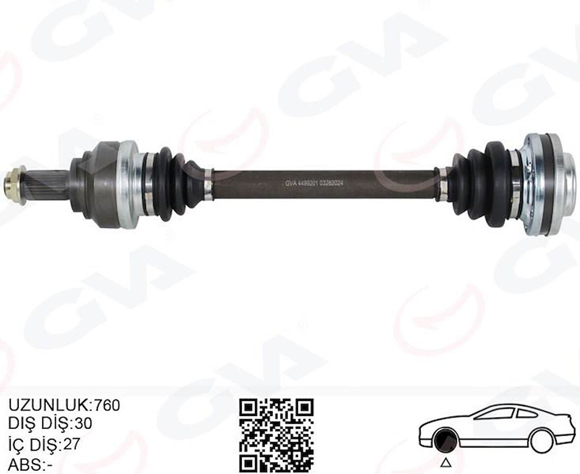 KOMPLE AKS ARKA SOL BMW E81 E82 E87 E88 E90 E91 E92 E93 600MM DİŞ 30