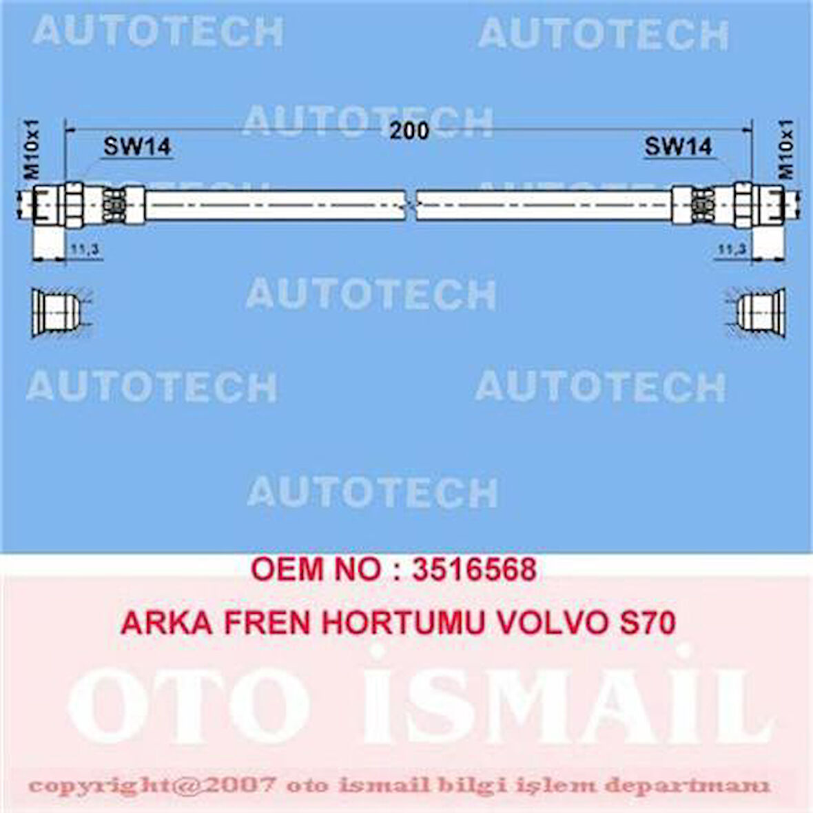 x ARKA FREN HORTUMU VOLVO S60 00 XC70 02 S70 00 S80 00-06