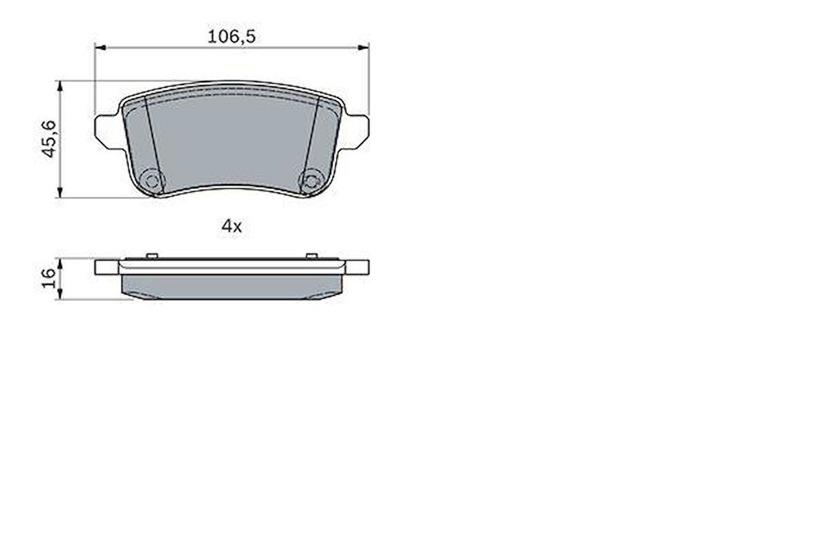 ARKA DİSK FREN BALATASI RENAULT GRAND SCENIC III 09 16 SCENIC III 09 16 SCENIC IV 16 TALISMAN 15 MEGANE IV 15 106.5x45.5x16