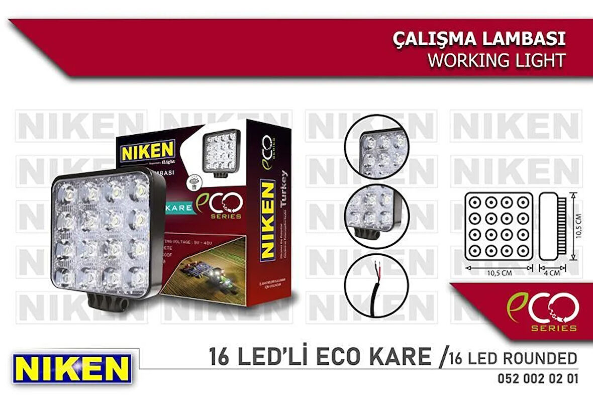 CALISMA LAMBASI ECO 16 LEDLİ KARE