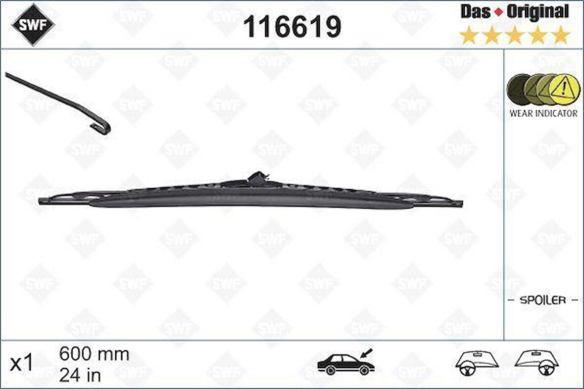 SİLECEK SWF 60cm x1 SPOİLERLİ VECTRA C -BMW X5 406 VOLVO S60 S80 MEGAN II VANEO