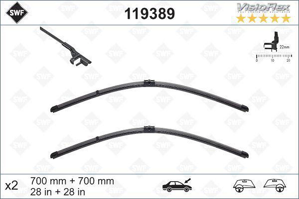 SILECEK SUPURGESI TAKIMI 700mm / 700mm MERCEDES W220 W221 . CITROEN C6 . PEUGEOT 407 SWF