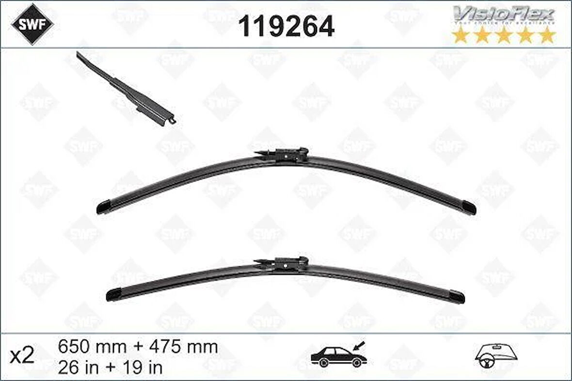 SILECEK SUPURGESI TAKIMI 650mm / 475mm MERCEDES B-CLASS W246 11 18 SWF