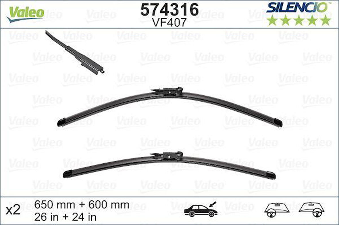 x SİLECEK SILENCIO 65 60 X2 FLATBLADE-MUZ TİPİ VM407 MERCEDES VANEO 02-05 119388 BIYIKLI