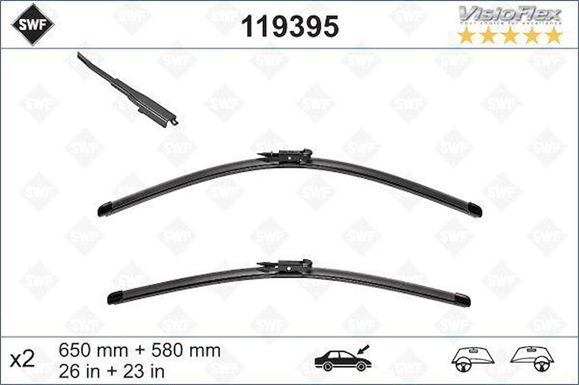 SILECEK SUPURGESI TAKIMI 650mm / 580mm MERCEDES W169 W414 SWF