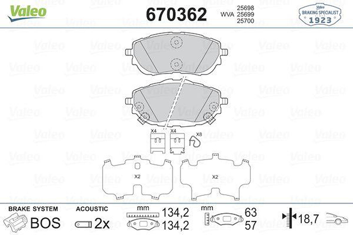 ÖN FREN BALATA TOYOTA AURIS. COROLLA 1.33L 1.6L 1NR-FE 1ZR-FAE NRE180 ZRE181 ZRE185 12- / 1.4L 1ND- FTV NDE180 12-