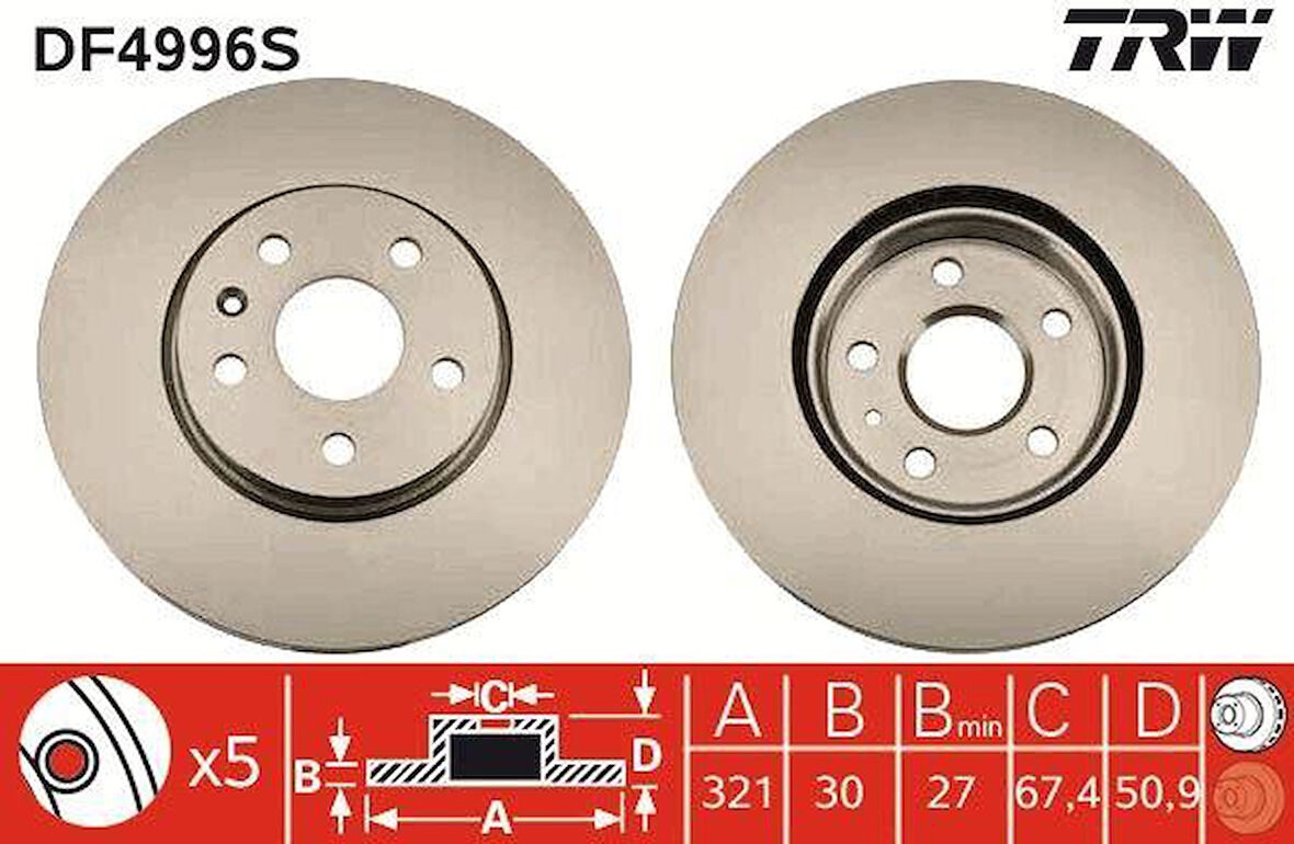 ÖN FREN AYNASI INSIGNIA A 08 SAAB 9-5 YS3G 10 17 JANT 321x30x5DLxHAVALI 13502214-569422