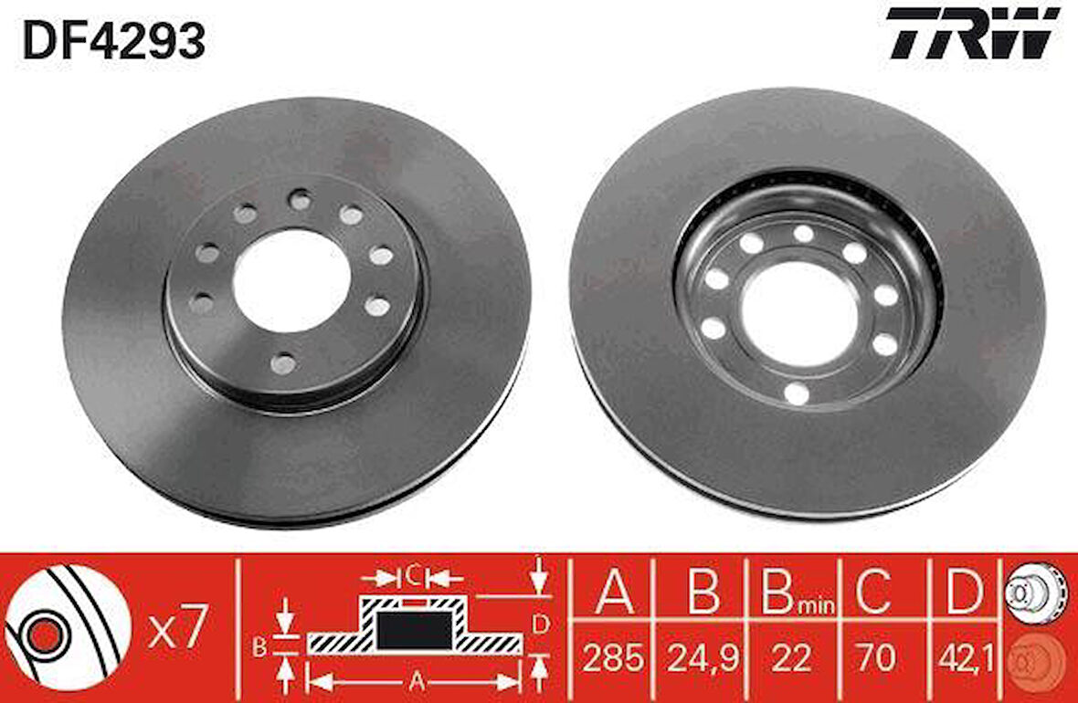 ÖN FREN AYNASI VECTRA C 02 SIGNUM 03 SAAB 9.3 02 CROMA 05 285x25x5DLxHAVALI 46844071-51819733