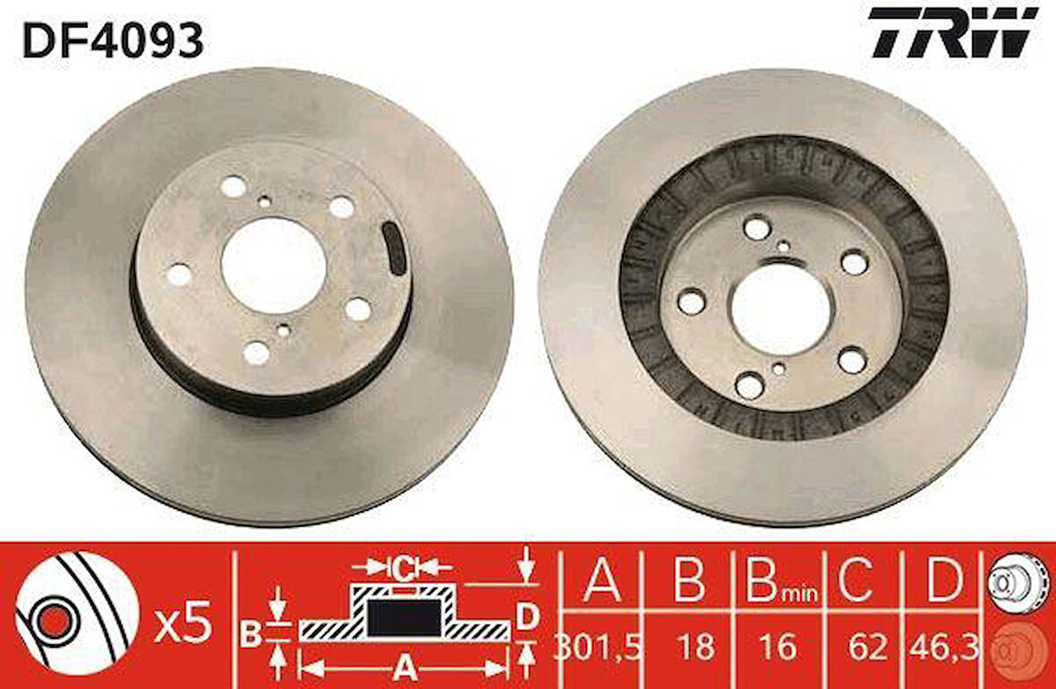 ÖN FREN AYNASI TOYOTA RAV 4 2.0 16V 94-00 301.5x18x5DLxHAVALI