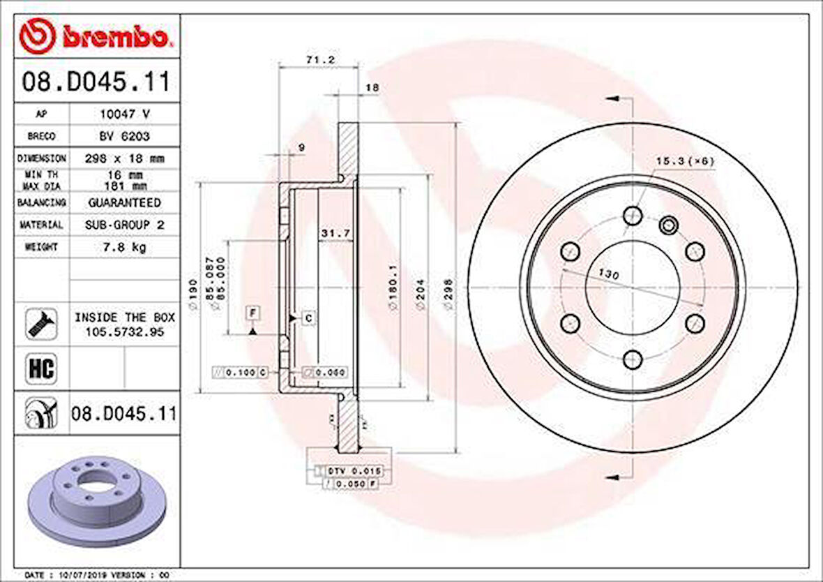 FREN DISKI ARKA MERCEDES SPRINTER B907 B910 18 KOD: -B25