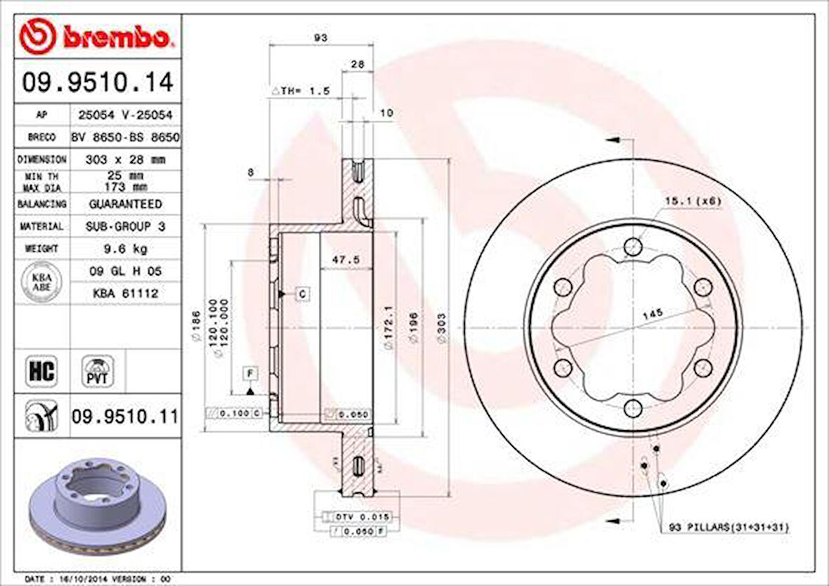 FREN DISKI ARKA MERCEDES SPRINTER B906 B907 . VW CRAFTER 30-35-50 CIFT TEKER